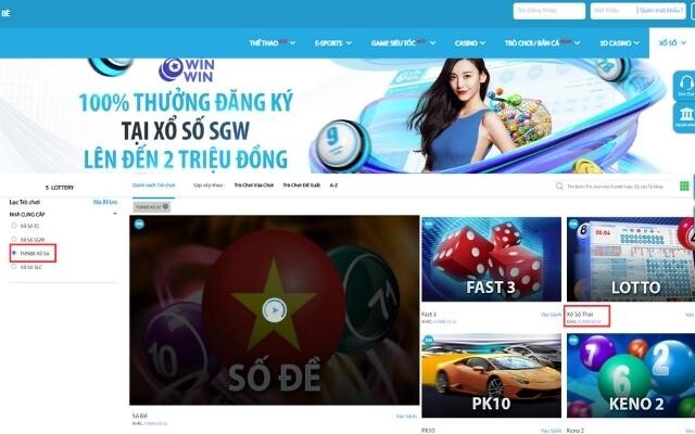 Chọn sản phẩm Lotto Fun88