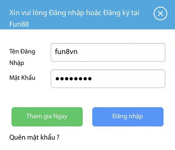 Đăng nhập Fun88 để thực hiện rút tiền